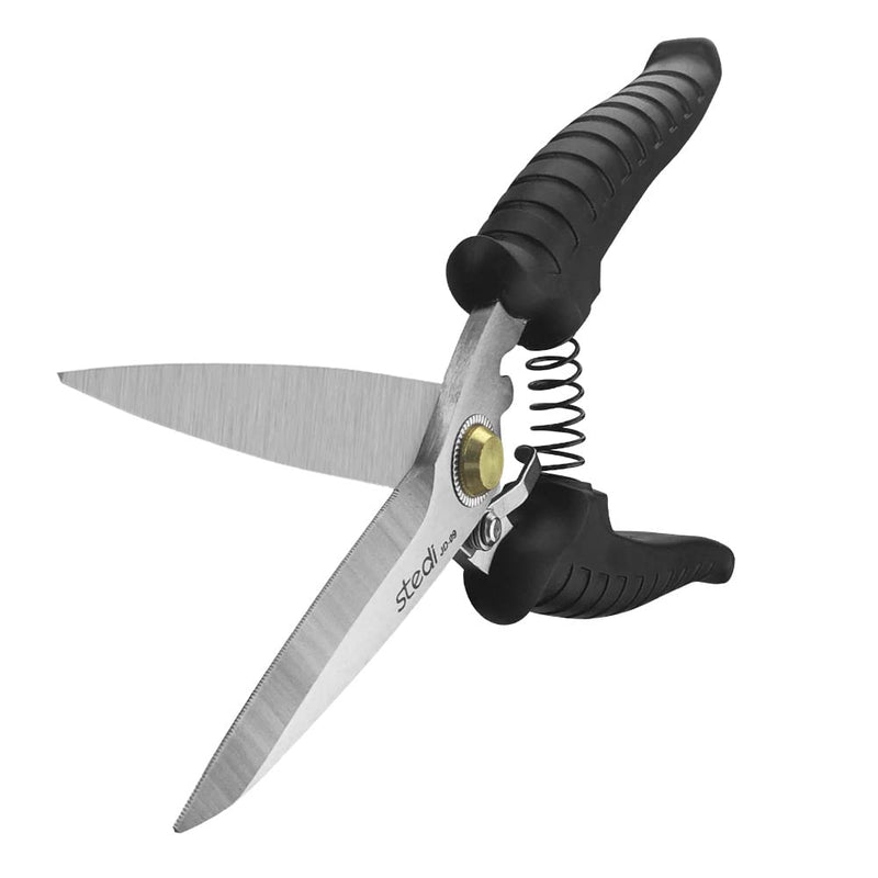 stedi 8.2-inch Multipurpose Heavy Duty Scissors, Extended & Reinforced Ultra Sharp Blades with Finely Serrated, High Carbon Stainless Steel Shears for Household Pruning, Office, Gardening, Black Heavy Duty(8.2-inch)