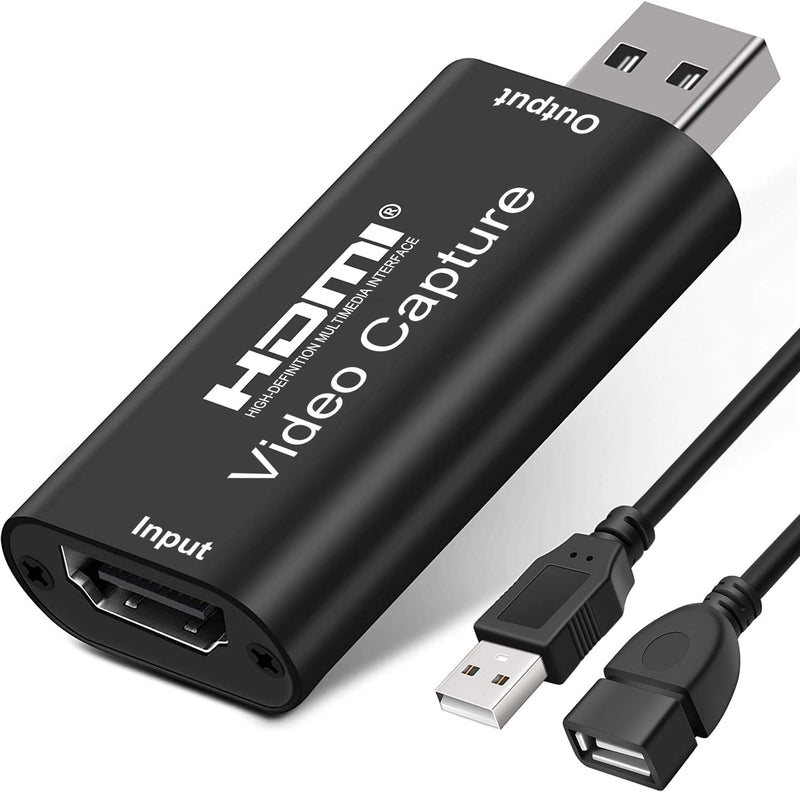 4K HDMI to USB 2.0 Video Capture Card 1080P Cam Link Card Game Capture Card Adapter Screen Record Capture Device for Streaming, Gaming, Video Conference, Teaching, Live Broadcasting Black