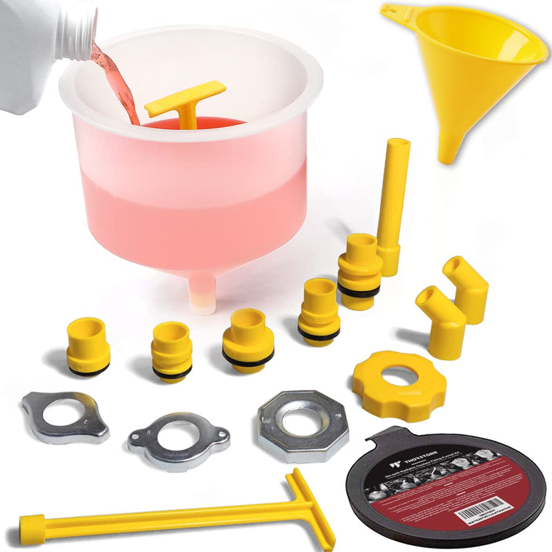Thorstone No Spill Coolant Funnel Kit, Spill Free Radiator Coolant Filling Funnel, Spill Proof Radiator Funnel Bleeder with Adapters, Automotive Antifreeze Bleeder for Universal Vehicles 1_Funnel kit