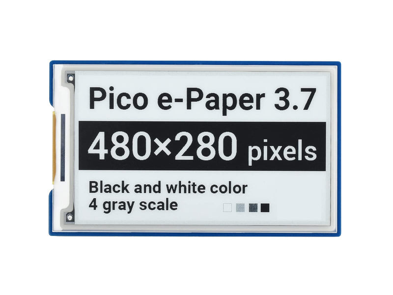 waveshare 3.7inch E-Paper E-Ink Display Module for Raspberry Pi Pico 480×280 Pixels Black/White SPI Interface Support Partial Refresh
