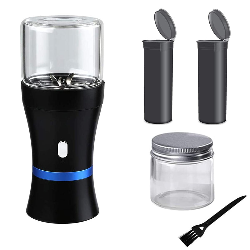 Spacenight Electric Herb Grinder COMPACT for Flower Buds, USB-Rechargeable, 2pcs 1.7oz Glass Herb Chamber - Ideal for Everyday Carry Electric Grinder Set