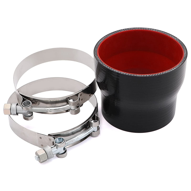 Straight Reducer Coupler Silicone Hose ID 3inch to 3.5inch 4-Ply with Stainless Steel T-Bolt Clamp for Turbo/Intercooler/Intake Piping 3"-3.5"