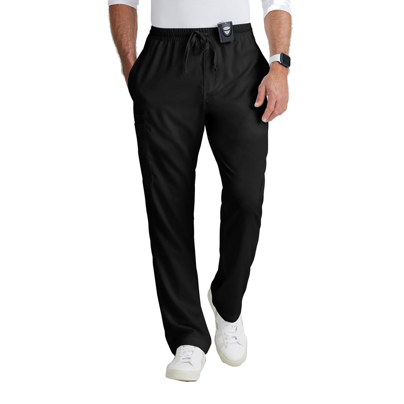 BARCO Grey's Anatomy Scrubs - Evan Scrub Pant for Men, Elastic Waist With Zip Fly, Straight Leg Men's Scrub Pant Large Black