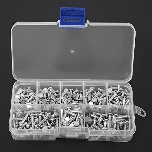 400 Pcs M3 Flat Head Aluminum Rivets with Box, Flat Head Solid Rivet 4mm-16mm Length, Solid Aluminum Rivet Assortment