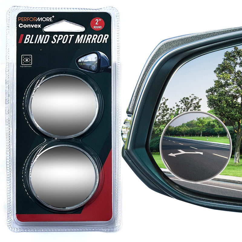 Performore 2 Pack of Blind Spot Car Mirrors, 2 Inch Round HD Glass Convex Rear View Wide Angle Side Mirror Blindspot with Self Adhesive Back for Universal Vehicles Fixed