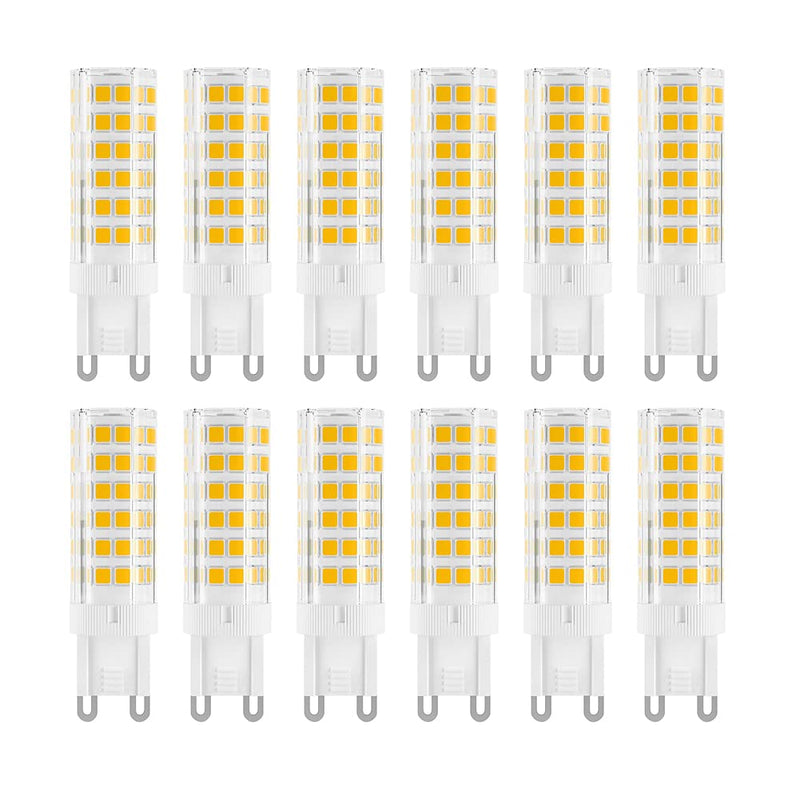 G9 LED Bulb 7W, 60W G9 Halogen Bulb Equivalent, 650LM, AC 100V-240V, Daylight White 6000K, Non-Dimmable G9 Bulbs for Home Lighting, 12-Pack 7w 6000k Daylight White