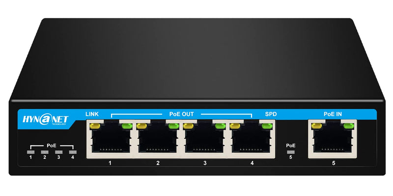 PX204 4 Port Gigabit PoE Extender with IEEE802.3af/at/bt Standard 1 Port 90W in 4 Port 30W Out PoE Repeater for Camera,VOIP PX204