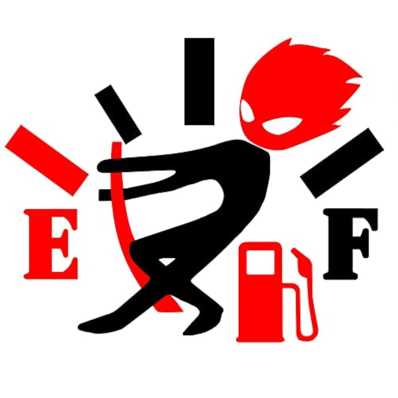 Funny Car Stickers, High Gas Consumption Decal, Angry Boy Adjusting Fuel Gauge, Fuel Gage Empty Stickers for Cars, Van, Trucks, Car Decals for Women Men 2pcs~5.1"