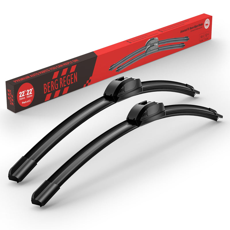 BERG REGEN 22"+22" Windshield Wiper Blades,22 Wiper Blades 2 pack Replacement for Ford F Series 2012-2023 Expedition 2008-2022,Chevy Silverado GMC Sierra Series 2019-2024–Genuine OEM Quality(Set of 2) 22" + 22"(Pair for Front Windshield)