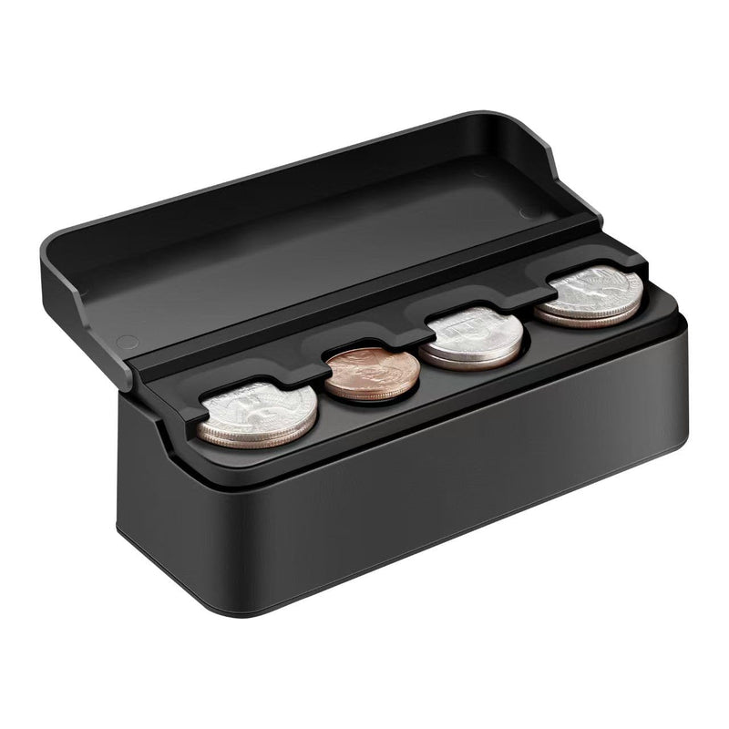 SINGARO Coin Holder for Car, Coin Change Organizer Compatible with Coins of Different Sizes, Dash-Mounted Holder Suitable for Most Cars, Trucks(Black) Black 1PCS