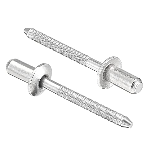 uxcell Blind Rivets, 304 Stainless Steel Pull Rivets Core Decoration Rivets 4.8mm Diameter 10mm Grip Length Close End Silver Tone, 50pcs 4.8mm x 10mm