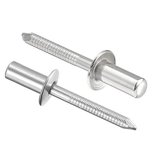 uxcell Blind Rivets, 304 Stainless Steel Pull Rivets Core Decoration Rivets 6.4mm Diameter 14mm Grip Length Close End Silver Tone, 25pcs 6.4mm x 14mm