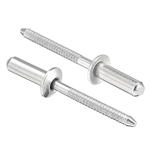 uxcell Blind Rivets, 304 Stainless Steel Pull Rivets Core Decoration Rivets 4.8mm Diameter 16mm Grip Length Close End Silver Tone, 50pcs 4.8mm x 16mm