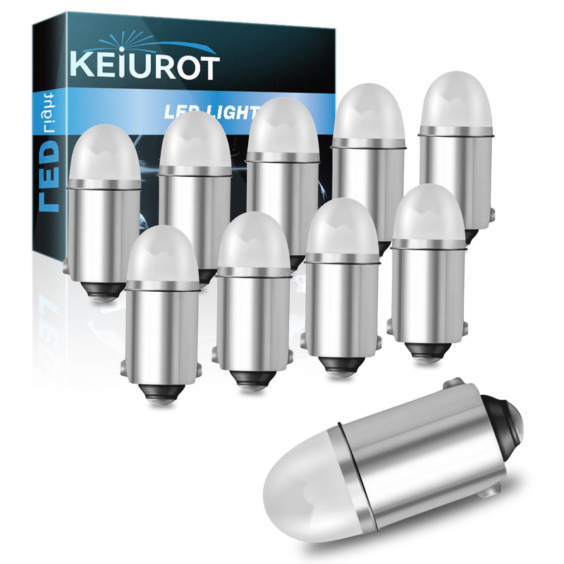 Keiurot 1893 Led Bulb 1895 1815 1816 53 57 Bulb BA9S Led Bulb for Indicator Lights Car Dome Map Trunk License Plate Courtesy Step Light White DC/AC 12V, 10-Pack White BA9s Led Bulb