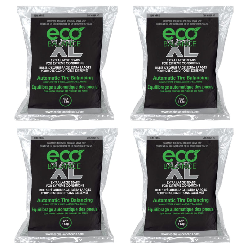 ECO Balance 04-ECOXL4 ECO XL Extreme Condition Tire/Wheel Balancing Beads - Off-Road Vehicles, Light Duty Truck Tires, (4) 4oz Balance Bead Bags, (4) Valve Caps 4pk