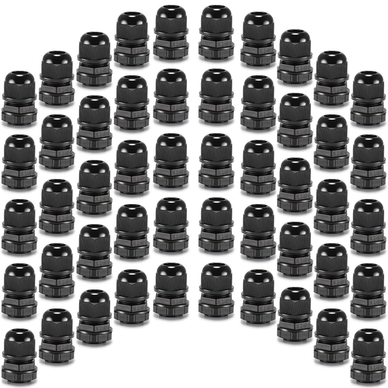 QILIPSU 50pcs 1/2" NPT Cable Gland Waterproof IP68 Nylon Cable Pass Through Cord Grip Connector Strain Relief Wire Grommet 1/2" NPT 50pcs