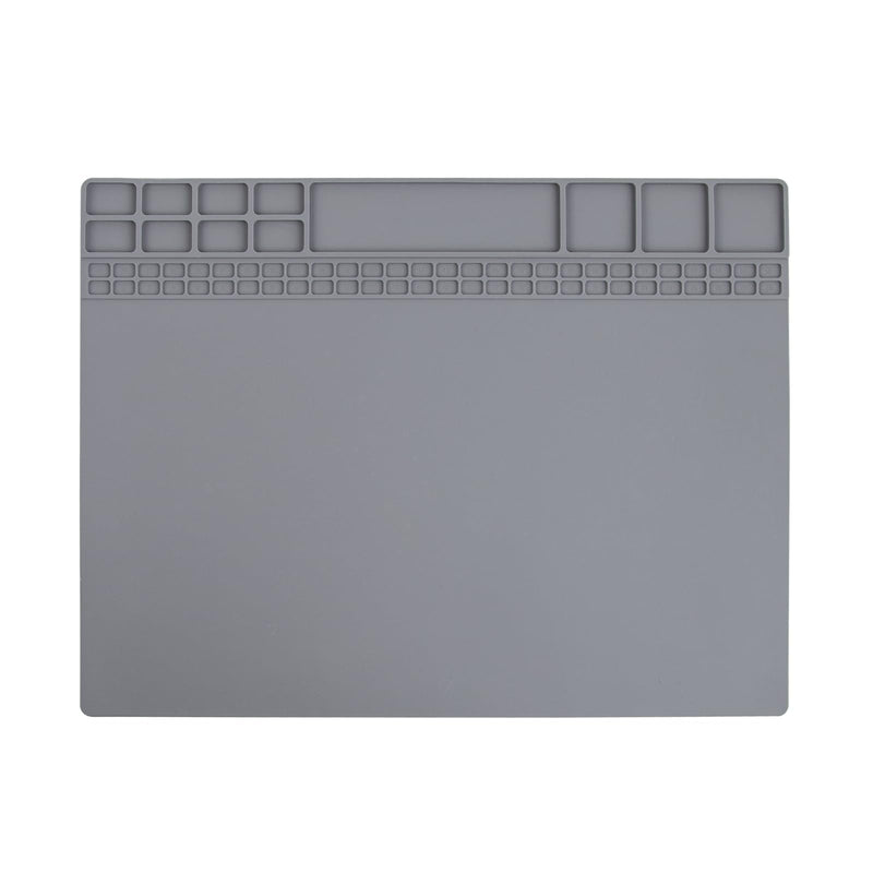 Heat Insulation Soldering Mat - Magnetic Silicone Work Mat, Silicone Soldering Mat for Soldering, Computer, Cell Phone, Watch Repair, BGA Soldering Gun Iron Workbench Protection (15.9''×11.9'') - Gray Grey-medium