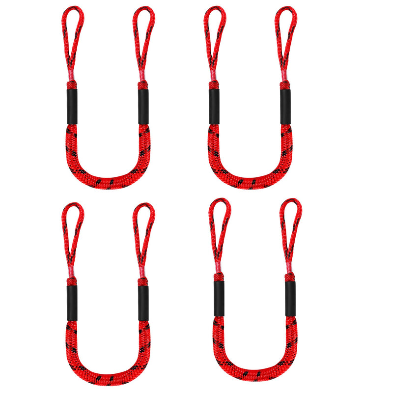 Bungee Dock Lines for Boat Shock Absorb Dock Tie Mooring Rope Boat Accessories 4-5.5 ft,4Pack (RED&Black spot) RED&black spot