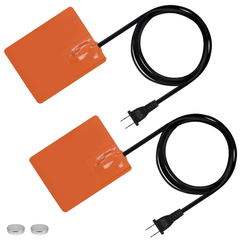 2 Pcs Silicone Car Engine Heater Pad - 4x5in Self-Adhesive Oil Pan Heater Pad with 194°F Thermal Protector, Battery Heater Pad Engine Block Heater Pad with 70" Long Power Cord (150W 120V) 4*5in