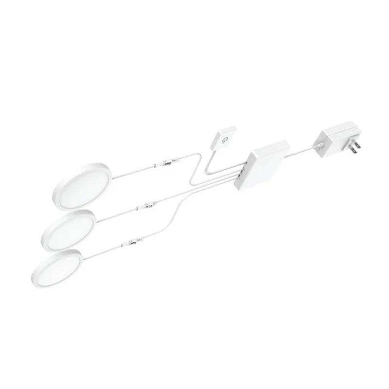 GE LED Plug In Slim Puck Light with Plastic Housing, Easy Tap Controller, and Ultra Slim Profile for Under Counter Fixtures, White Medium Warm White