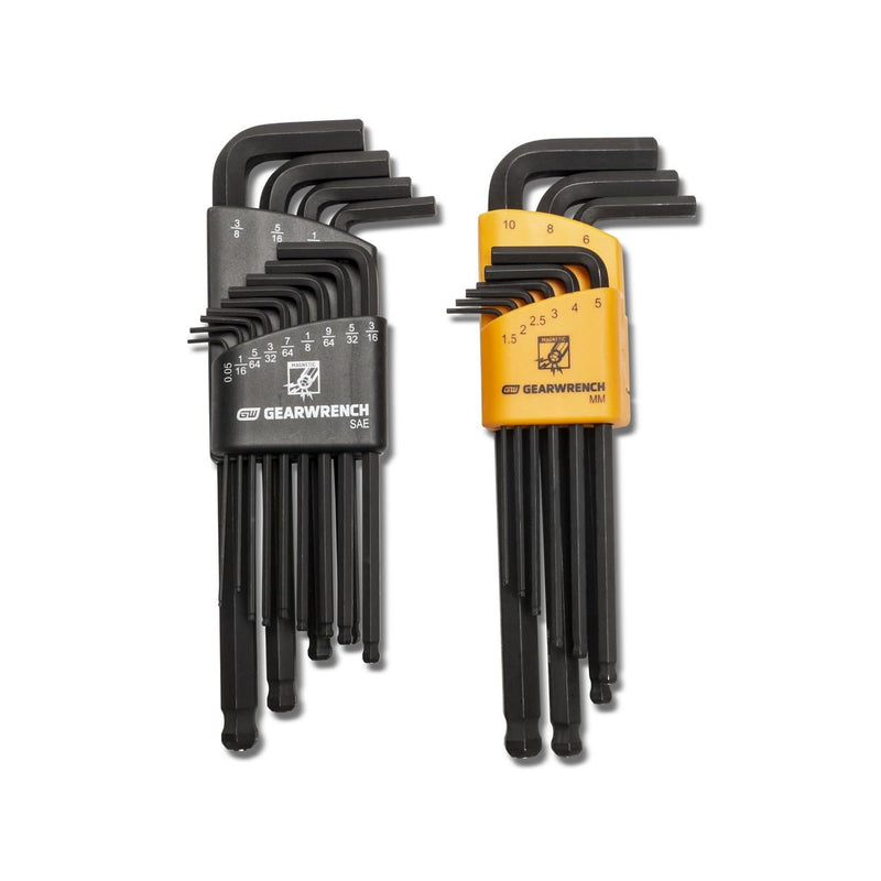 GEARWRENCH 22 Piece SAE/Metric Magnetic Ball End Long Arm Hex Key Set - 83526 SAE/MM