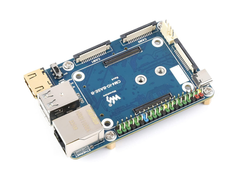 Waveshare CM4-IO-BASE-B for Raspberry Pi Compute Module 4 Bundle with USB HDMI Adapter (6 Items)