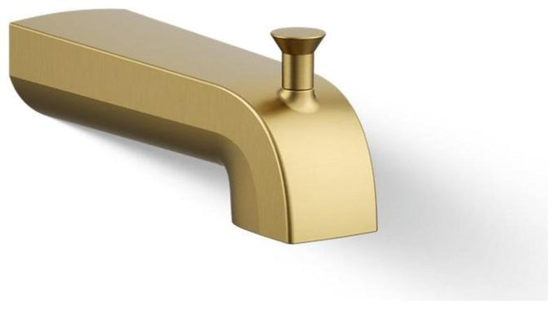 Kohler K-97089-2MB Pitch Wall-Mount Diverter Bath Spout, Slip-Fit Connection, Sleek Design, Vibrant Brushed Moderne Brass
