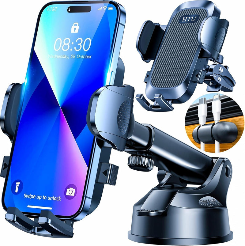 Car Phone Holder【2026 Upgraded 100+LBS Suction & Safety Cert】 Cell Phone Car Mount for Truck Heavy Duty Phone Holder for Dashboard/Windshield/Vent for iPhone 17 16 Pro Max, Dark Black