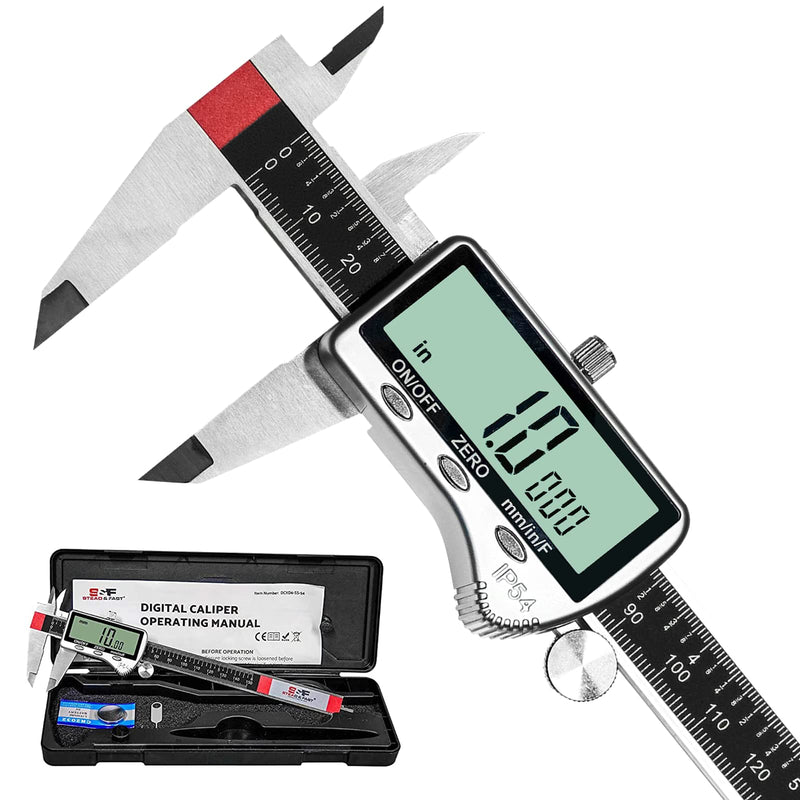 Digital Caliper Measuring Tool 6 inch with Extra Large LCD Screen DCXD6-SS-54, Vernier Caliper Digital Micrometer IP54, Measures Inch Metric Fraction by S&F STEAD & FAST