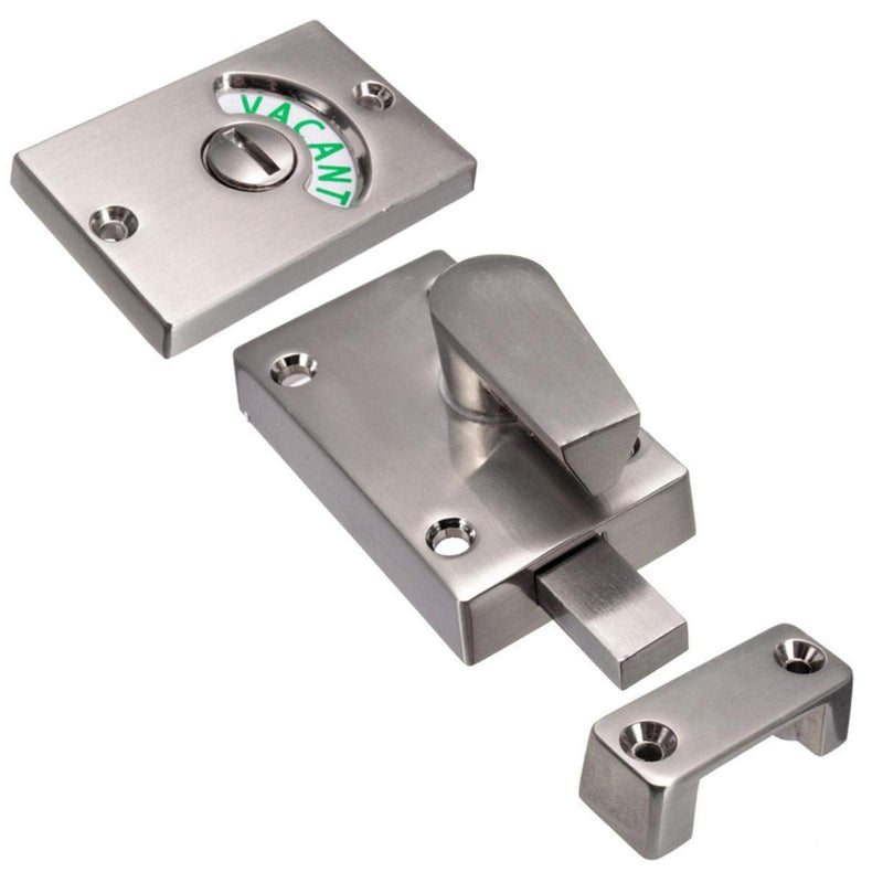 2PCS Restroom Door Lock Latch - Stainless Steel Occupied/Engaged Indicator, Vacant Bathroom Privacy Handle Lock (Satin Nickel) satin nickel - 2pcs