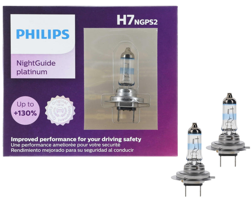  [AUSTRALIA] - Philips Automotive Lighting H7 NightGuide Platinum Premium Upgrade Automotive Replacement Headlight Bulb, Fits Select High Beam, Low Beam, and Fog Positions (Pack of 2)