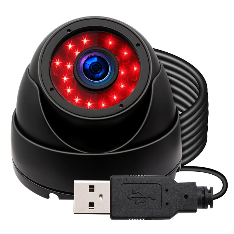 USB Camera Security Camera Outdoor Dome USB Webcam, 720P Day & Night Vision USB Camera for Computer, Waterproof Camera with IR LEDs for Car Park Baby Monitor Home Surveillance 720P Dome Camera