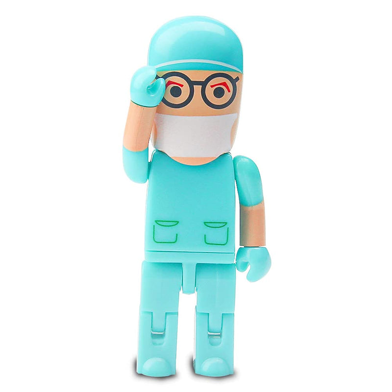 LEIZHAN Cute USB Flash Drive Character Thumb Drive for Kids Students Gift Pendrive (32GB, Doctor in Green) 32GB Doctor (Green)