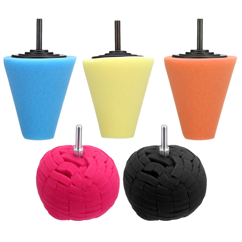 5Pcs Polishing Foam Sponge Polishing Balls Wheel Cleaning Tools Car Wheel (for Drills Car Polisher and Polisher Kits for car Care, Metal, Plastic, Ceramic and Glass.