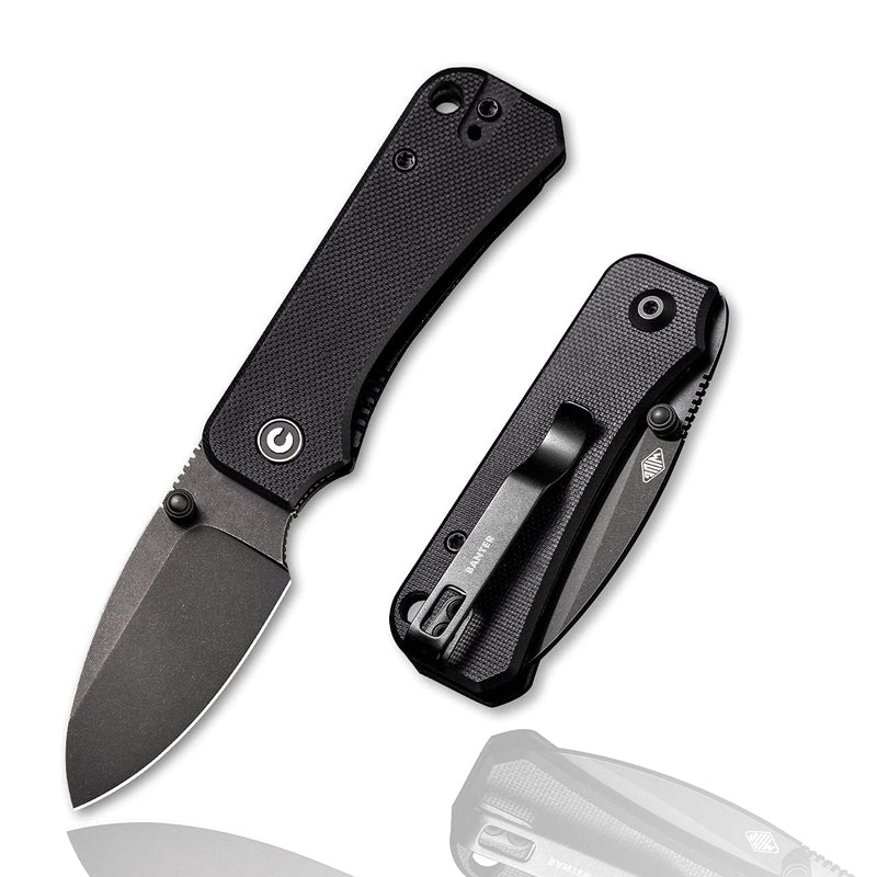 CIVIVI Baby Banter Pocket Folding Knife for EDC, 2.34" Blade Small Knife with Titanium Thumb Stud Opener C19068S-2 Double Black