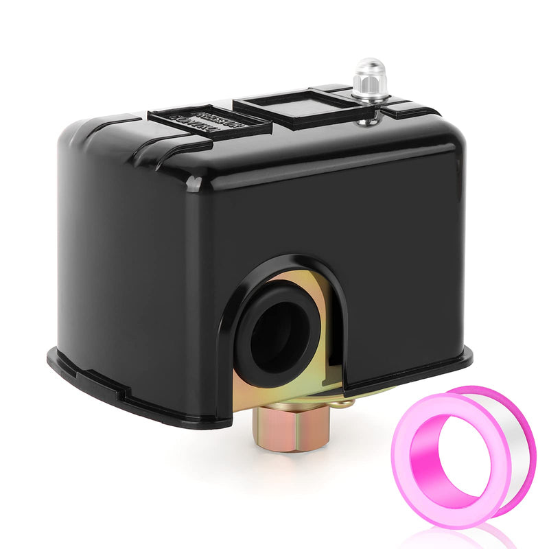 MEANLIN MEASURE MPS2040 Water Well Pressure Control and Port Air Compressor Pressure Switch, 20-40 PSI Pressure Setting, 1/4" Female NPT,Adjustable Differential, Tank Water Pump Control Valve Black 20/40Psi Pressure Switch