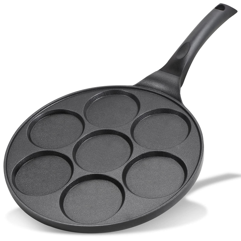 Nonstick Pancake Pan Pancake Griddle With 7-mold Design Mini Pancake Maker With PFOA Free Coating-Black 7-Not for Induction Black
