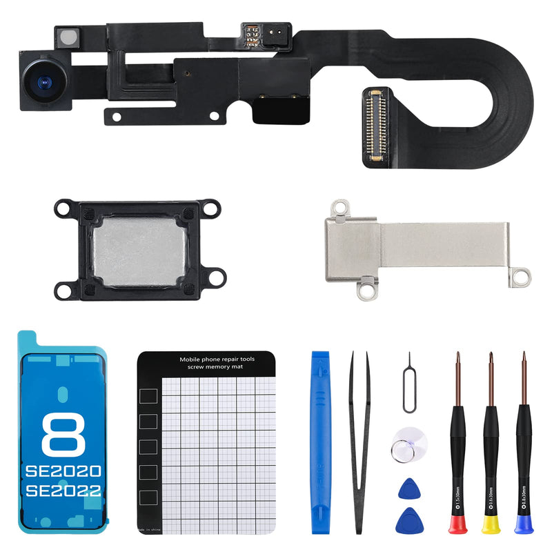 for iPhone 8 Front Camera Replacement for iPhone SE 2020 7MP 4.7" Repair OEM Earpiece Ear Speaker Replacement for iPhone SE 2022 with Proximity Sensor Connector Fix Tool Kit A1863 A1905 A1906