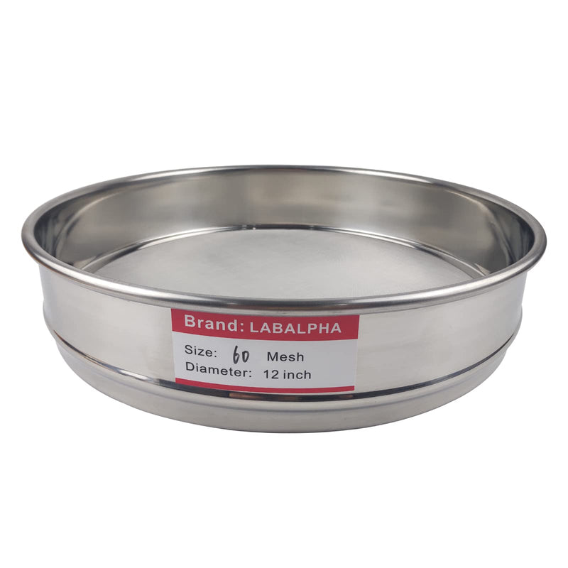 LABALPHA 60 Mesh Lab Sieves, #60 Mesh Test Sieve, 8'' Diameter, 304 Stainless Steel Wire Cloth (0.3mm) 60 mesh (0.3mm)