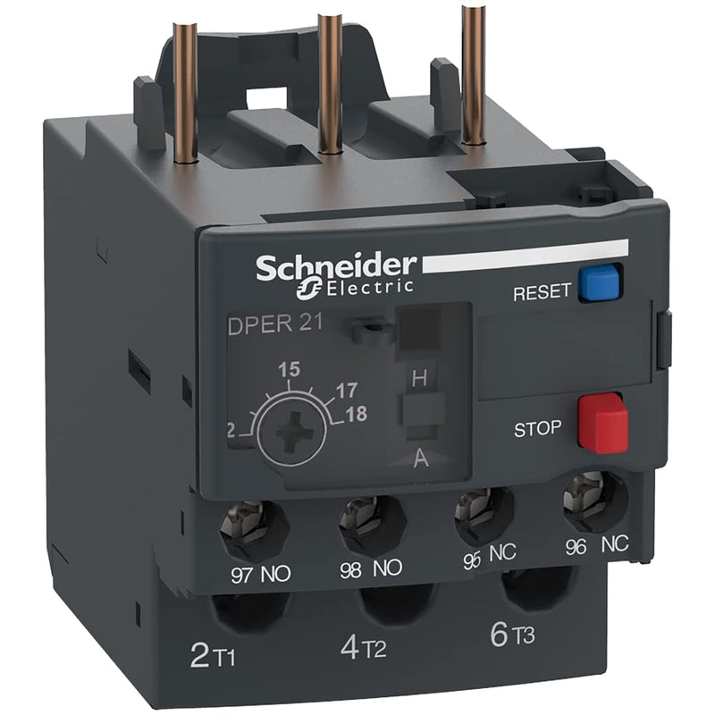 Schneider Electric DPER21 Easy TeSys Thermal Overload Relay with Manual/Automatic Reset, Screw Clamp Terminals | Used with Air Conditioner, Heat Pump, HVAC, AC Compressor and More, 12-18Amps 12-18A
