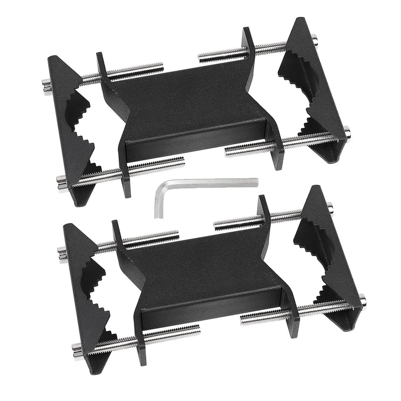 2 PCS Heavy Duty Antenna Mount Clamp, Wall Mount Antenna Mast Clamp V Jaw Bracket, TV Antenna Mounting Hardware for TV CB Ham Outside Home Antenna Double Pipe-Mounting, WiFi, Metal Black
