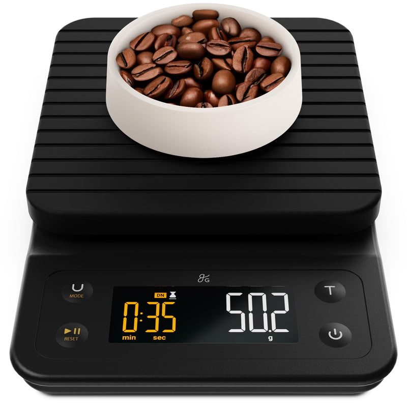 Greater Goods 0.1g Precision Coffee Scale with Timer – 3kg Digital Scale for Pour-Over, Espresso, French Press, Kitchen Use (Onyx Black) Onyx Black