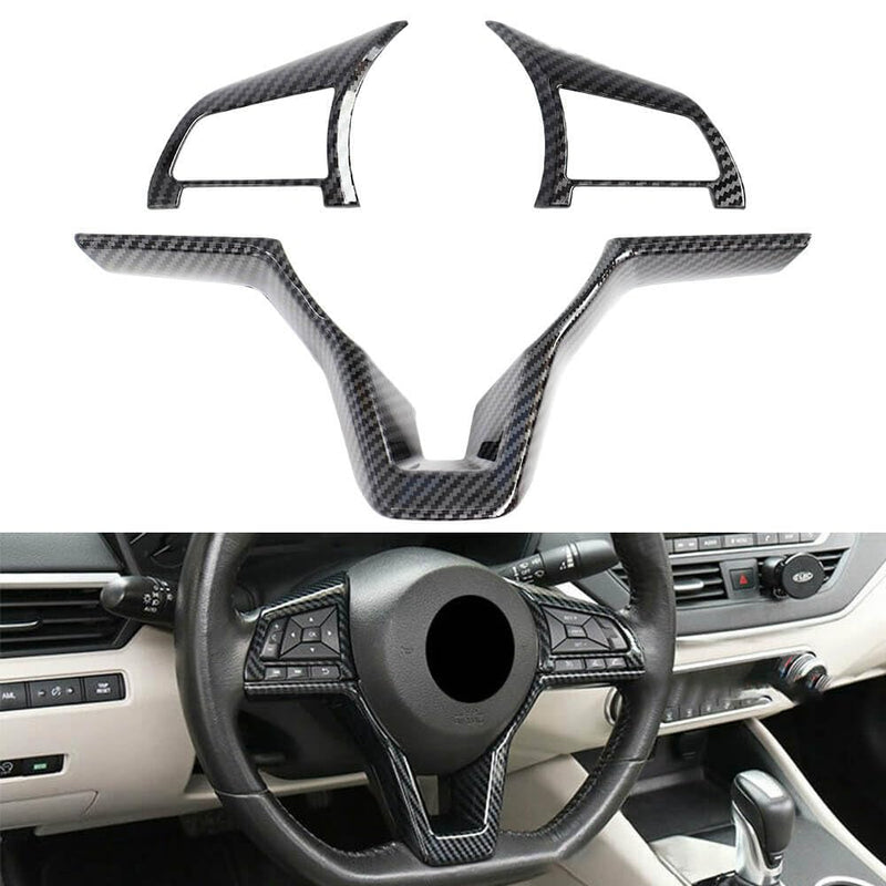 for Nissan Accessories Steering Wheel Trim Interior Decaration for Nissan Rogue Altima Sentra Kicks Leaf Versa (Carbon Fiber Black) Carbon Fiber Black