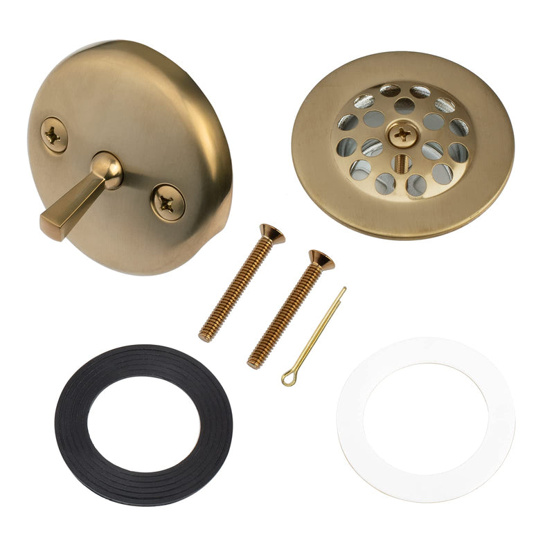 Champagne Bronze Trip Lever Tub Trim Kit Set with Trip Lever Overflow Face Plate, No putty Gasket, Trip Lever Bathtub Drain with Strainer, Overflow and Matching Screws, No putty installation Artiwell Champagne Bronze