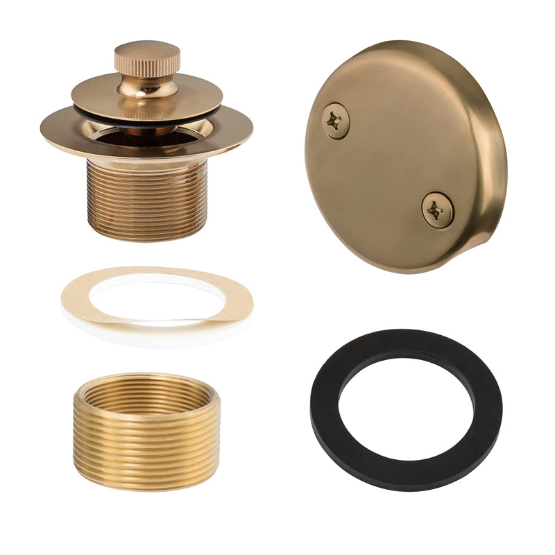Champagne Bronze Lift & Turn Tub Trim Set with Two-Hole Overflow Faceplate and No Putty Gasket, Bathtub Conversion Kit Assembly with Universal Fine/Coarse Thread, No Putty Installation by Artiwell Champagne Bronze