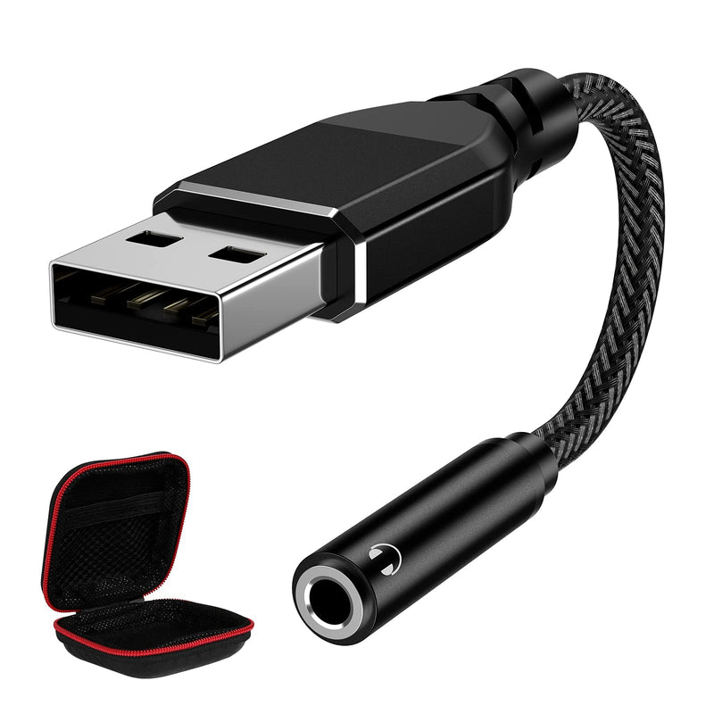 USB to 3.5mm Jack Audio Adapter, APETOO External Stereo Sound Card USB to Aux Jack Adapter Aux Dongle Cable Cord for Headphones Headset Earphones Mac Computer PC Laptop Desktop Windows PS4 PS5 Linux
