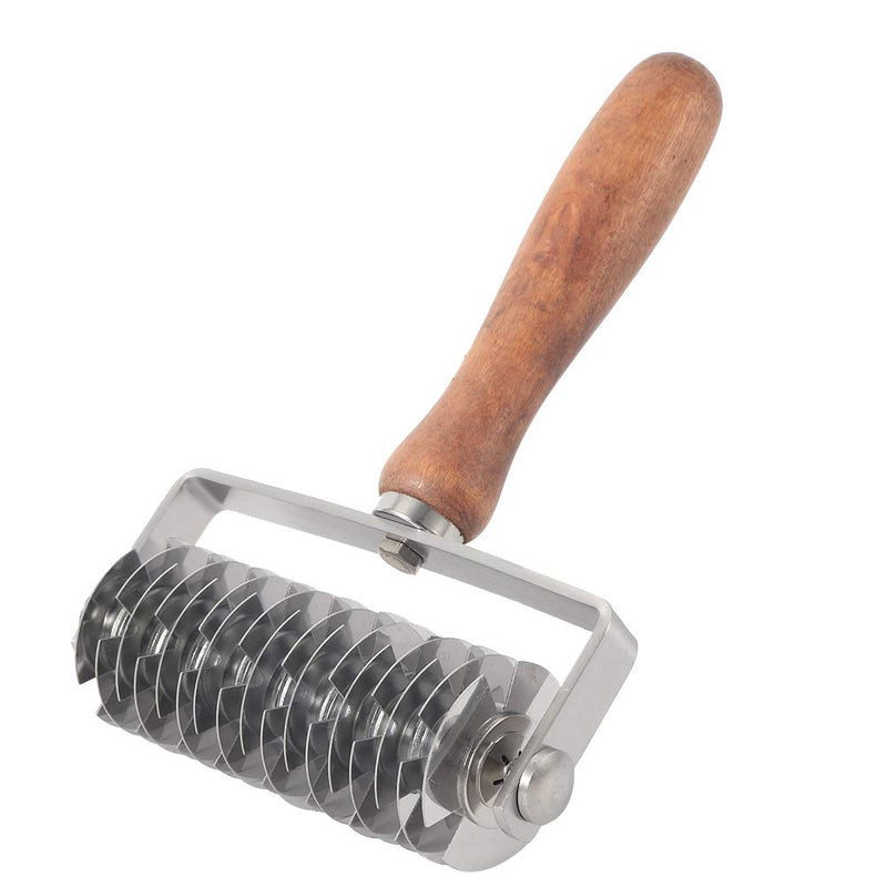 Shipenophy Pastry Lattice Roller Cutter, Stainless Steel Roller Knife Lattice Pie Crust Cutter with Wood Handle, Dough Lattice Roller Cutter Kitchen Cooking Baking Tools for Dought Cookie Pie Pizza