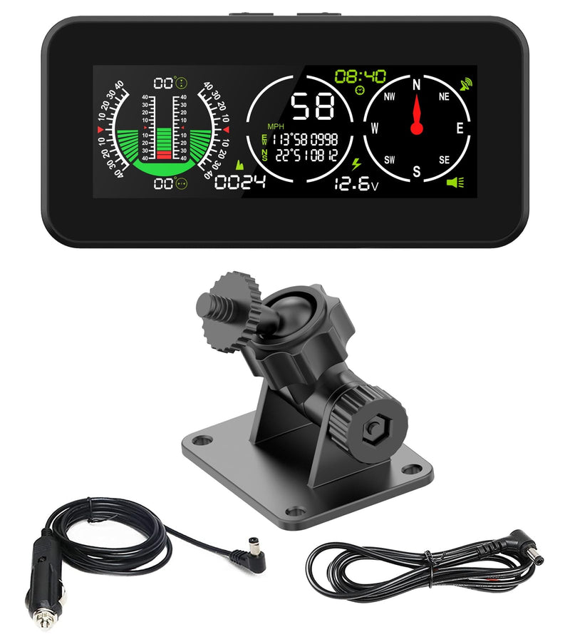 GPS Car Digital Inclinometer for Off Road Vehicles, Head Up Display DC 10-30v Multifunctional Vehicle Clinometer Digital Speedometer with Coordinate Display M60