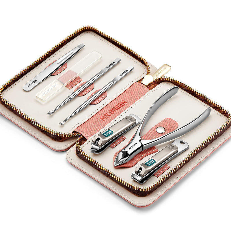 MR.GREEN 7in1 Manicure Sets Personal Care Tools Stainless Steel Professional Nail Clippers Pedicure Set Travel Case Kits (Mr-6020) Mr-6020