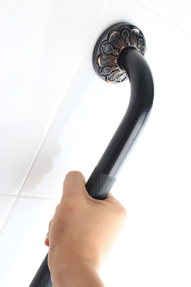 12" Bathroom Anti-Slip Grab bar, Bathtub Textured Shower Bar, Home Saftey Armrest, Toilet Hand Rail, Oil Rubber Bronze Finish 12 Inch BL